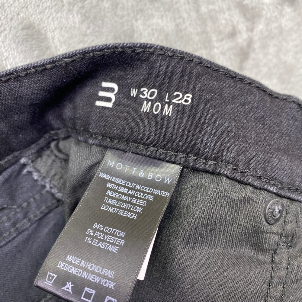 Mott & Bow‎ Mom Jeans Black Wash High Rise Straight Leg Denim Sz 30 Grunge Retro - Picture 7 of 9